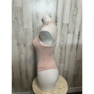 Forever 21 Blush Pink Ribbed Bodysuit Womens Size Small S High Neck Tank Leotard thumbnail 2