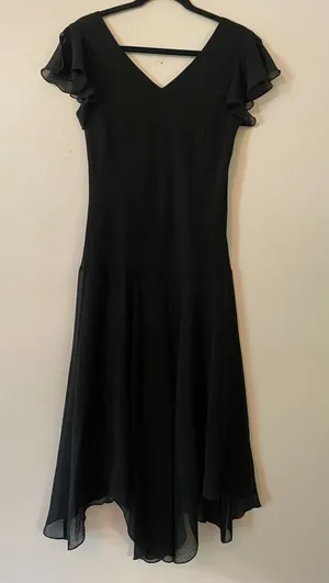 Cato Y2K Black Whimsygoth Fairycore Sheer Layered Midi Dress V-neck Women's 10 thumbnail 1