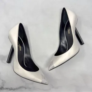 Saint Laurent Tower 110 Strass Embellished Silk Satin Pointed Toe Pump Heel 36.5 thumbnail 3