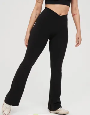 Aerie Offline Real Me‎ Crossover Flare Leggings Black High Waisted Medium thumbnail 1
