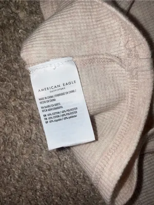 American Eagle - Waffle Knit V Neck Cami - M, Cream/Tan thumbnail 4