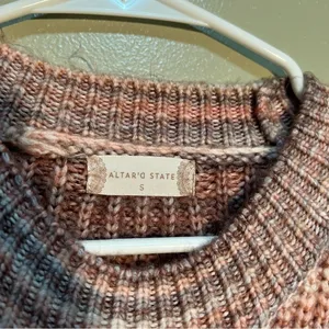Altar'd State Womens Size Small Crewneck Balloon Sleeve Sweater Pink Gray Stripe thumbnail 7