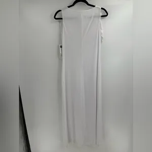 DEADSTOCK y2k white maxi cowl neck sequin dress sheet truffle sleeve glam size 8 thumbnail 8