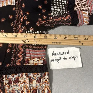 Gibson Latimer Patchwork Top Size Large Babydoll Hippie Boho Whimsigoth Peasant thumbnail 10