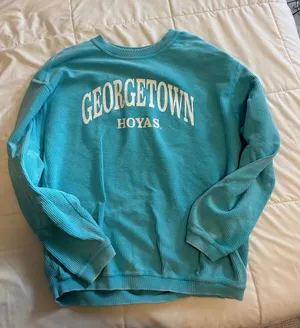 Georgetown Teal Crewneck Sweatshirt for Women thumbnail 1