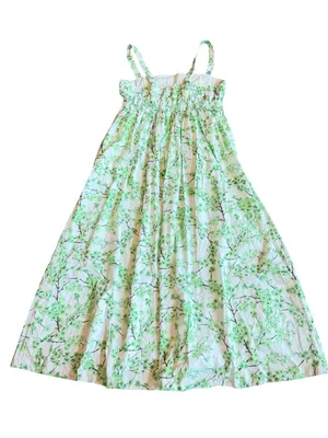 J. Crew Gathered Tank Midi Dress Lime Cherry Blossoms Smocked Cotton Size 8 NWT thumbnail 10