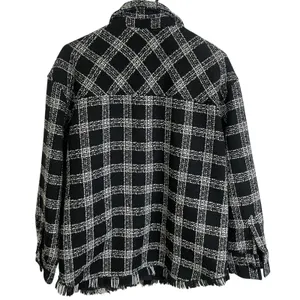House of Harlow Shacket Womens Medium Black Button Up Tweed White Check Heavy thumbnail 2