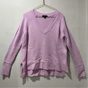 J. Crew Merino V-Neck Tunic Long Sleeve Sweater Lilac‎ XS Light Weight thumbnail 2
