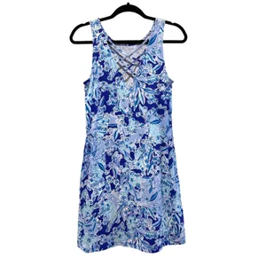 Lilly Pulitzer Kristen Dress Koalafications‎ Royal Purple Floral Pima Size S thumbnail 3