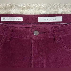 Anthropologie Pilcro and the Letterpress Serif burgundy corduroy skinny pants thumbnail 3