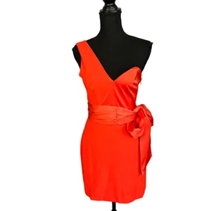 NBD One Shoulder Mini Cocktail Dress XS Bustier Red Orange Designer $200 NEW thumbnail 5