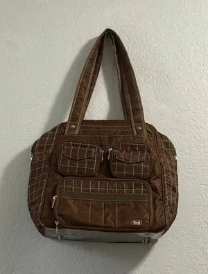 Large Lug Puddle Jumper Brown Quilted Tote Travel Overnight Carryon Bag Pockets thumbnail 1