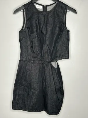 Zara Side Cut Out Black Denim Dress Size S NWT thumbnail 4