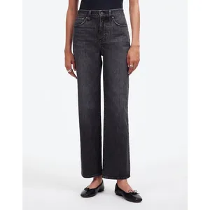 Madewell The Perfect Vintage Wide-Leg Crop Jeans Size 29 Washed Black Robles thumbnail 3