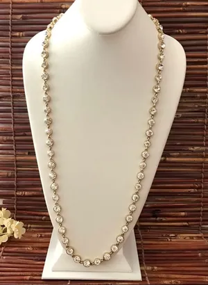 Chico's Brûlée Crystal & Gold Tone Long Necklace thumbnail 1