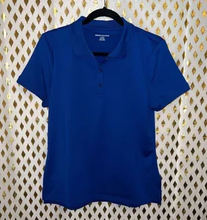 Women’s Polyester polo shirt royal blue size S thumbnail 1