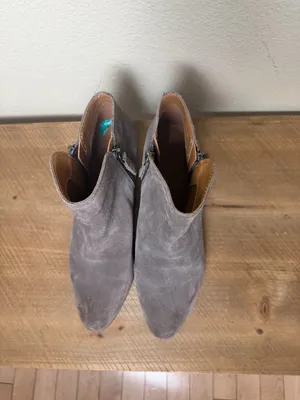 Frye Judith Zip Ankle Booties Boots Block Heel Size 8M taupe Grey Suede thumbnail 3