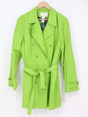 Liz Claiborne Trench Coat Womens XL Green Water Repellent Belted NWT thumbnail 1
