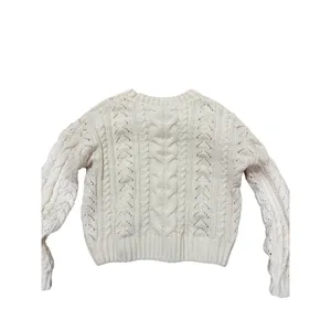 Pink Rose Cream Cable Knit‎ Cropped Sweater – Size M thumbnail 4