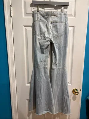 Free People ultra flare high rise jeans light blue sz 26 hippie boho thumbnail 2