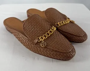 Tory Burch‎ Benton Woven Mules in Moose Brown Size 10 thumbnail 1