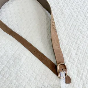 Source Unknown NEW Wide Vegan Leather Belt with Colorful and Metallic Studs Tan Khaki thumbnail 5
