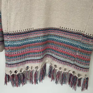 ROXY Near Future Knit Fringe Cardigan Open Front Long Sleeve Size Medium thumbnail 4