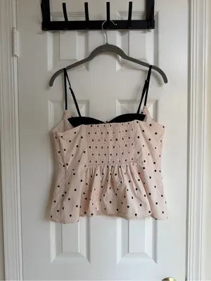 Maeve Anthropologie Peekaboo Corset Polka Dot Peplum Tank Top M thumbnail 7