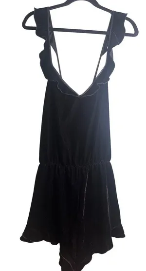 Victorias Secret Y2K Black Velvet Romper L Dark Fairy Romantic Whimsigoth Witchy thumbnail 1