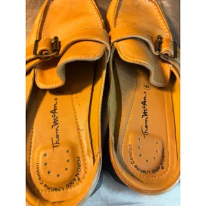 Thom McAn Leather Mule Loafer Bundle Tan Buckle Brown Square Toe Size 5 2 Pairs thumbnail 2