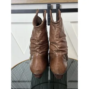 Vintage Mobility Sport Women’s Brown Leather Slouch Western Boots Metal Toe 7B thumbnail 4