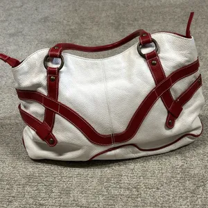 Maurizio Taiuti Leather Large Shoulder Bag Purse Tote Red White thumbnail 4