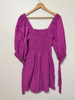 Free People Cerise Mini Dress size small purple cotton boho summer beach thumbnail 6
