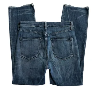 AYR The Bomb Pop Jeans 31 High Rise Straight Leg Raw Hem Medium Wash thumbnail 5