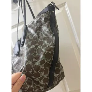 Coach F33504 Taxi Zip Top Tote In Signature Coated Canvas Women Bag Brown thumbnail 3