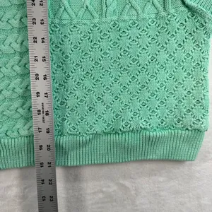 Free People Knit‎ Vest Sleeveless Sweater Cotton Blend Patchwork Green Size L thumbnail 3