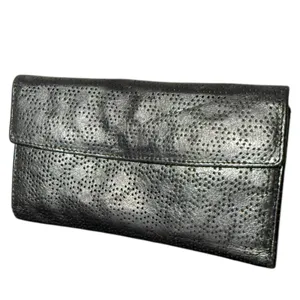 Lodis Black Leather Trifold Wallet Perforated‎ Flap Pocket Envelope Card Case ID thumbnail 16