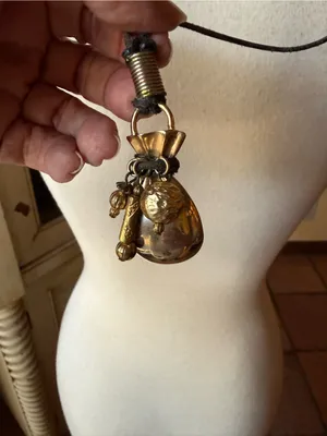 Cord Necklace with Brass Charm Pendant thumbnail 2