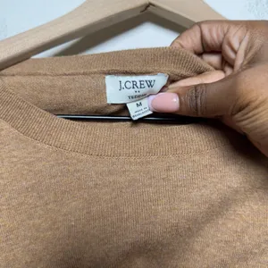 J. Crew Women 100% Cotton‎ Teddie Sweater Medium Brown Academia Preppy thumbnail 3