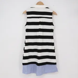 Mieazom Tunic Top Women S Sleeveless Striped Black White Contrast Hem Excellent thumbnail 4