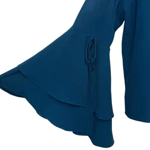 Sugar + Lips Teal Ruffle Bell Sleeve‎ Blouse V-Neck Flowy Top Medium thumbnail 2
