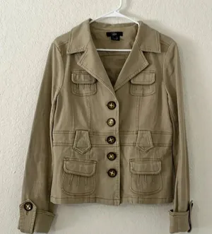 Luii jacket medium neutral jacket denim feel cotton blend cute buttons pockets Tan thumbnail 1