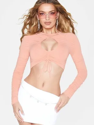 Oh Polly Blush Pink Cut Out Crop Top thumbnail 4