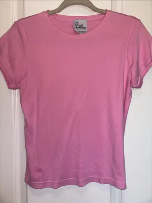 Lilly Pulitzer Pink Tee Shirt Cap Sleeves Size Xl Preloved Good Condition thumbnail 1