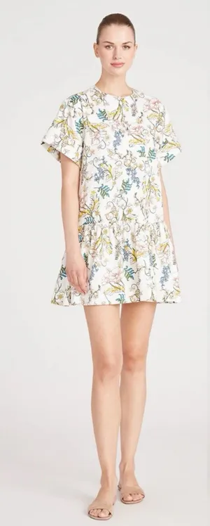 AMUR Zazie Floral Mini Shift Dress Organic Cotton Tiered Babydoll Print Size 10 thumbnail 1