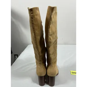 Womans New Coutgo Knee Length Boots 8.5 Cowhide Tan 1/4 Zip Block Heel thumbnail 5
