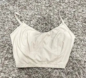 OFFLINE by Aerie faux leather crop top beige thumbnail 1
