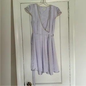 Aritzia‎ Wilfred Mademoiselle Dress Ice Lavender Satin Wrap S thumbnail 16