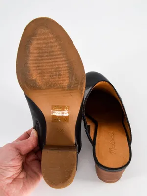 Madewell The Harper Mule Womens 8.5 Black Almond Toe Leather Stacked Block Heel thumbnail 9