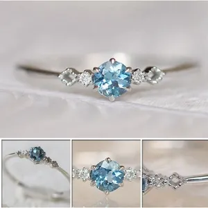 Boutique NEW Dainty Women's Topaz Diamond Simulant‎ S925 Ring Size 6 thumbnail 2